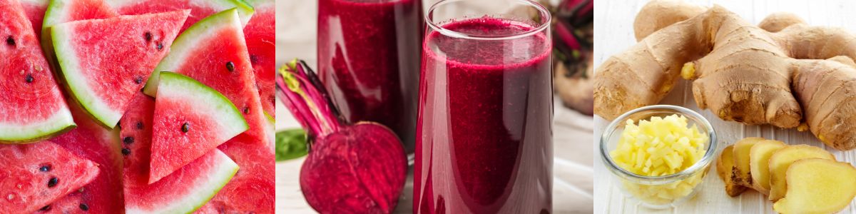 image of watermelon, beetroot, and ginger juice for implantation.