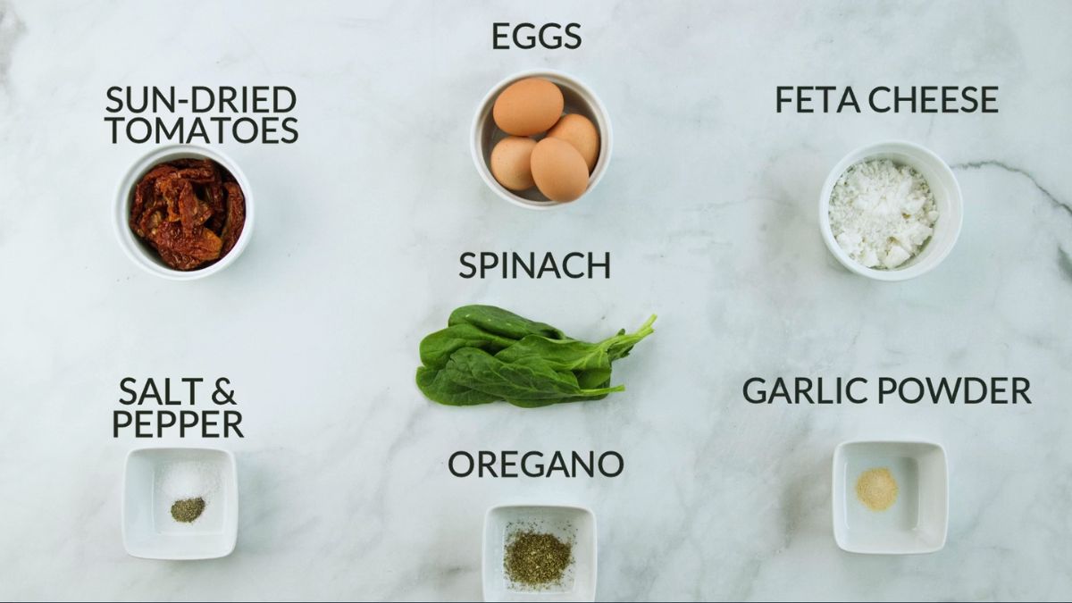 spinach and feta frittata ingredients shot