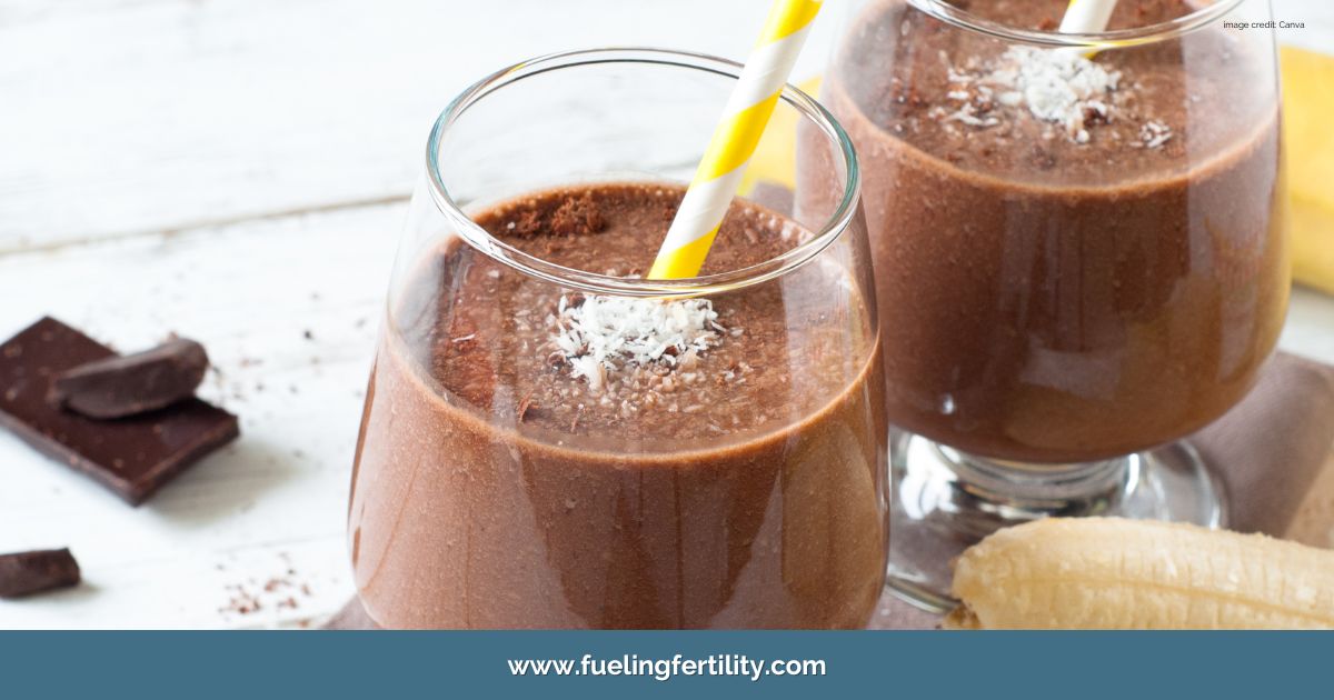 2 glasses of chocolate avocado fertility smoothie