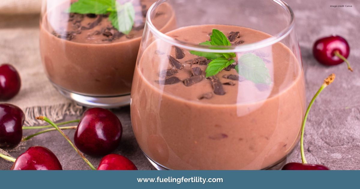 2 glasses of chocolate cherry smoothie